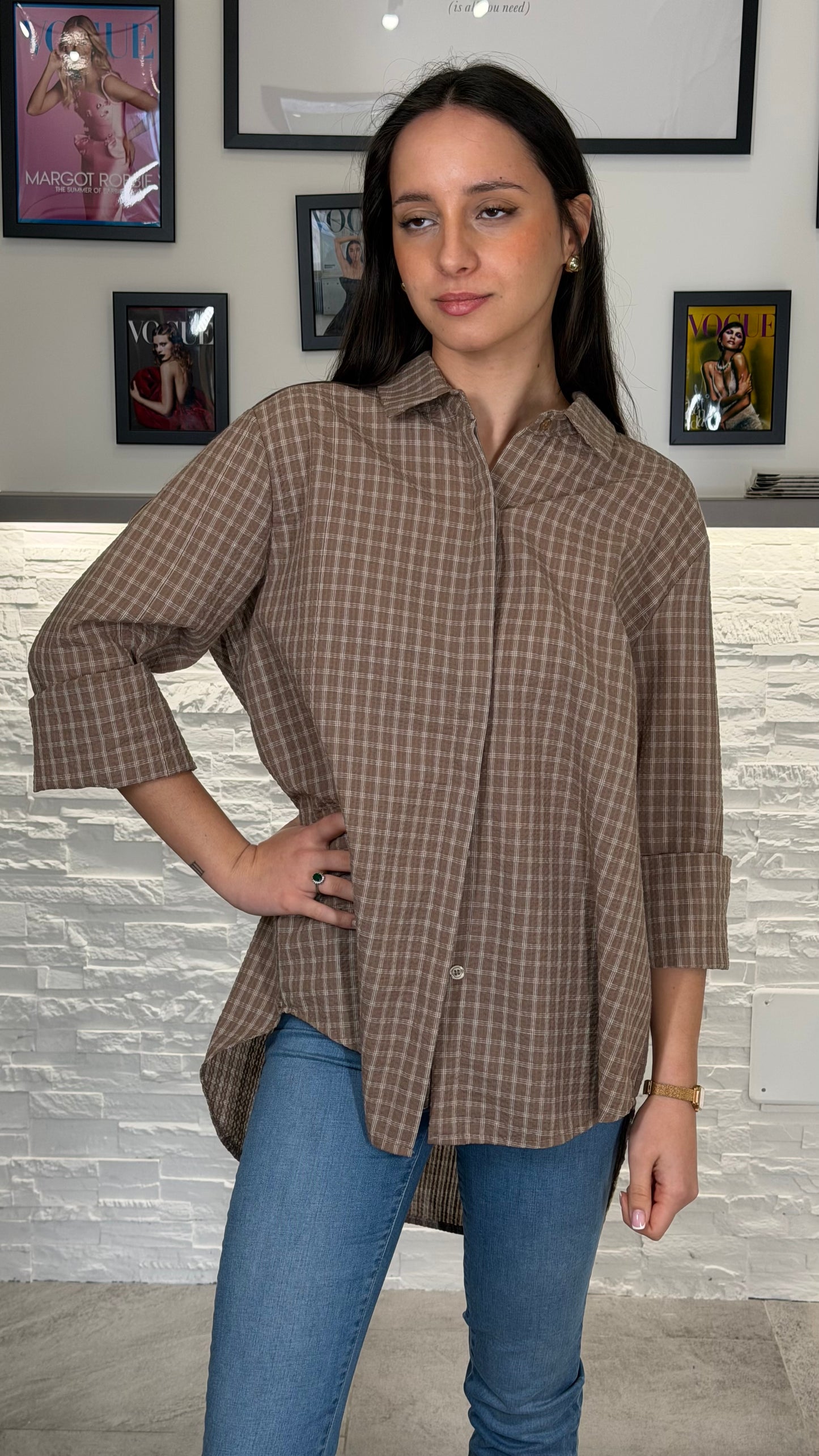 Thod Camicia Quadri Tabacco