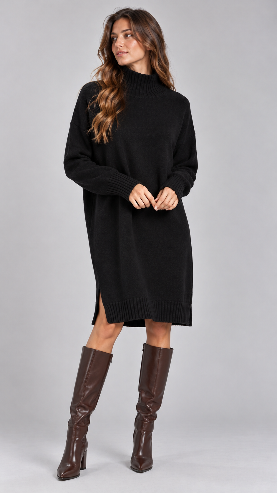 Abito Maglia Mezzo Collo Nero