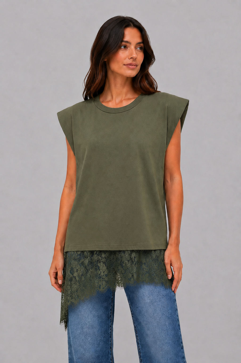 AR Maglia Asimmetrica Pizzo Oliva