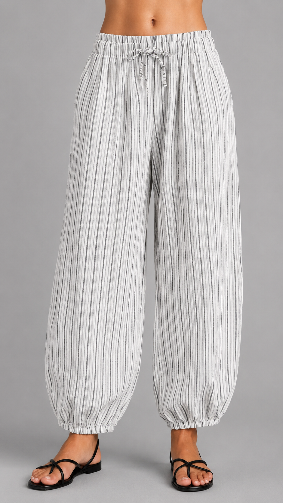 THODAMI Pantaloni Palloncino Righe Celesti