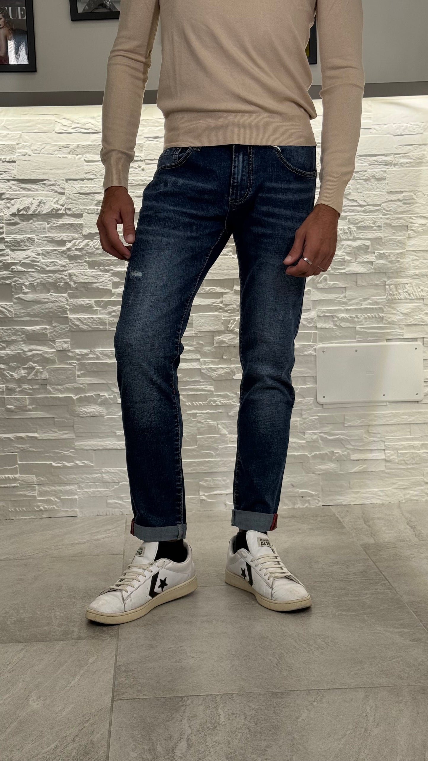 Jeans Uomo Strappi L02
