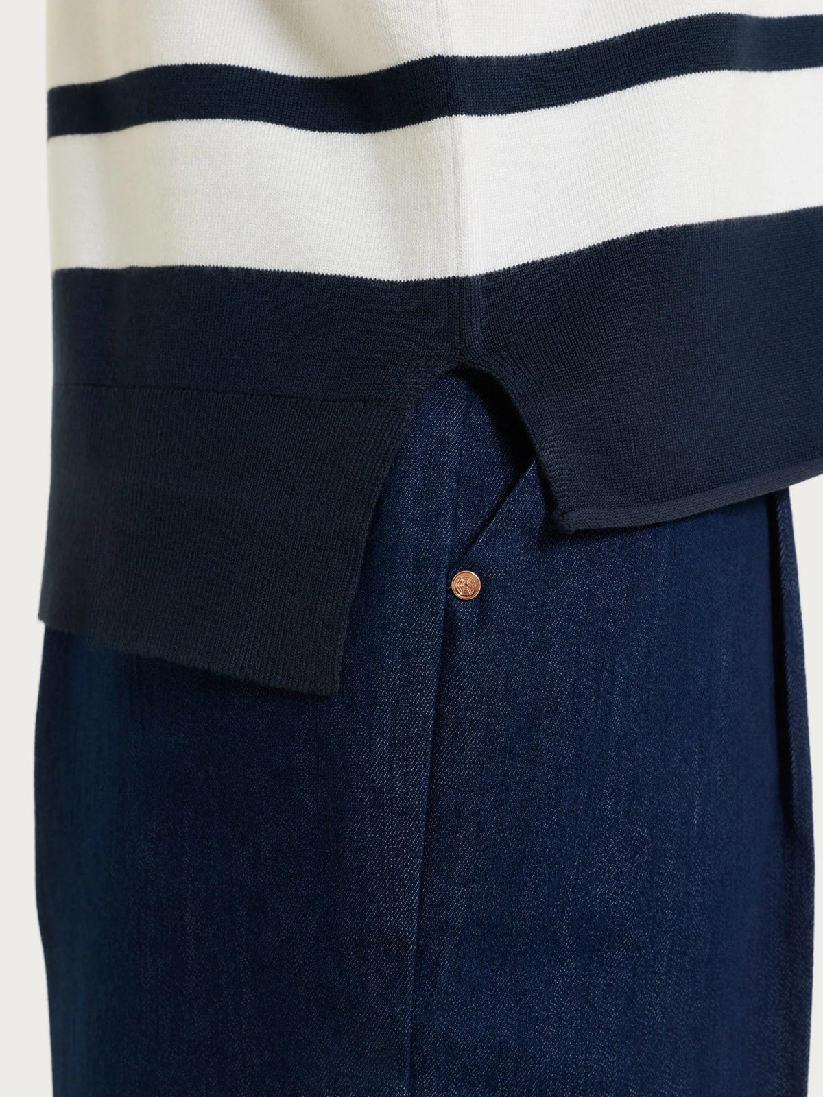 RAGNO Maglia Righe Collo Alto Blu