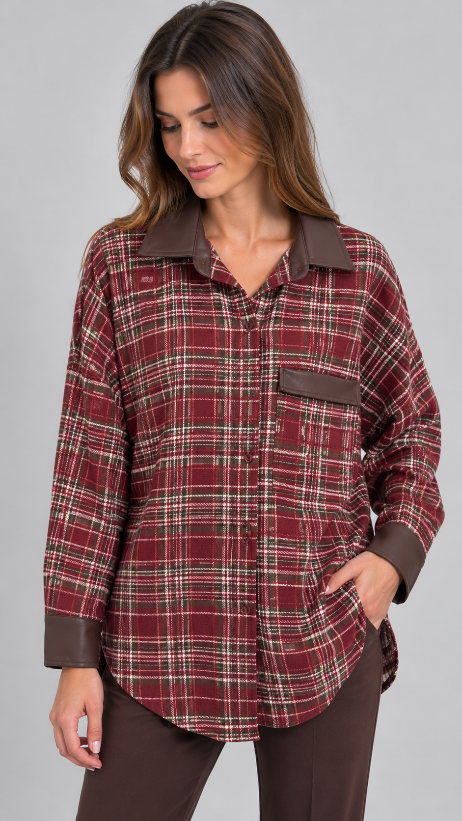AR Camicia Quadri Burgundi