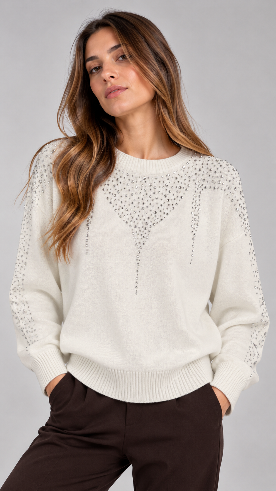 Maglioncino Strass Panna