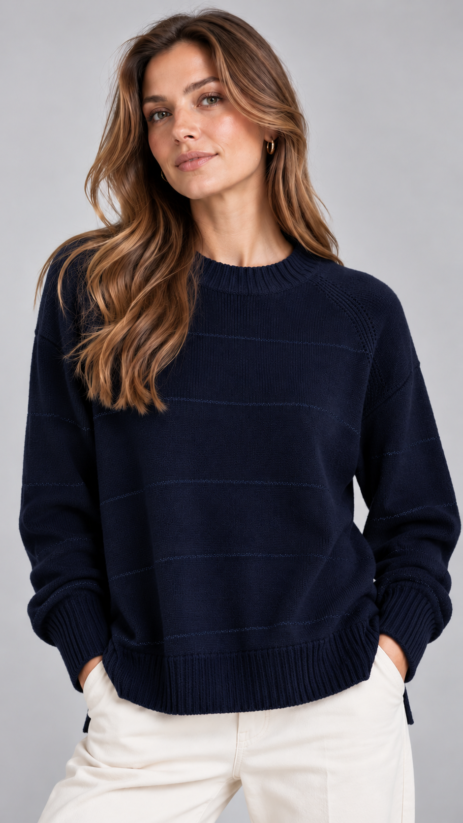 RAGNO Girocollo Righe Lurex Blu