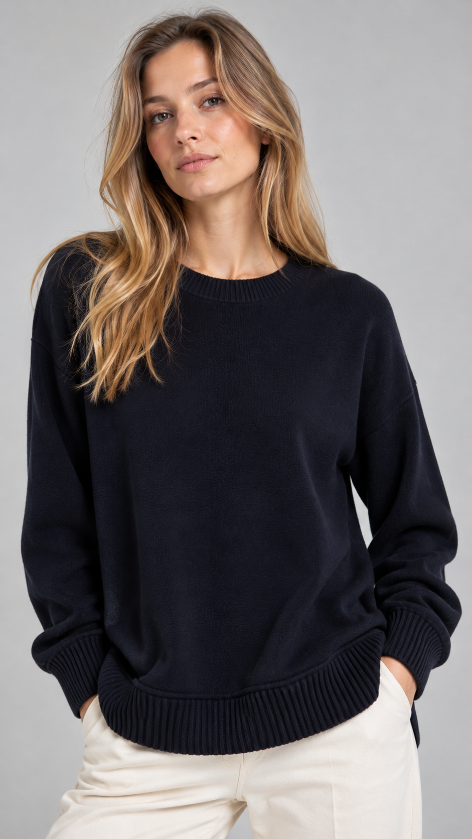 Girocollo Lana Merino Blu