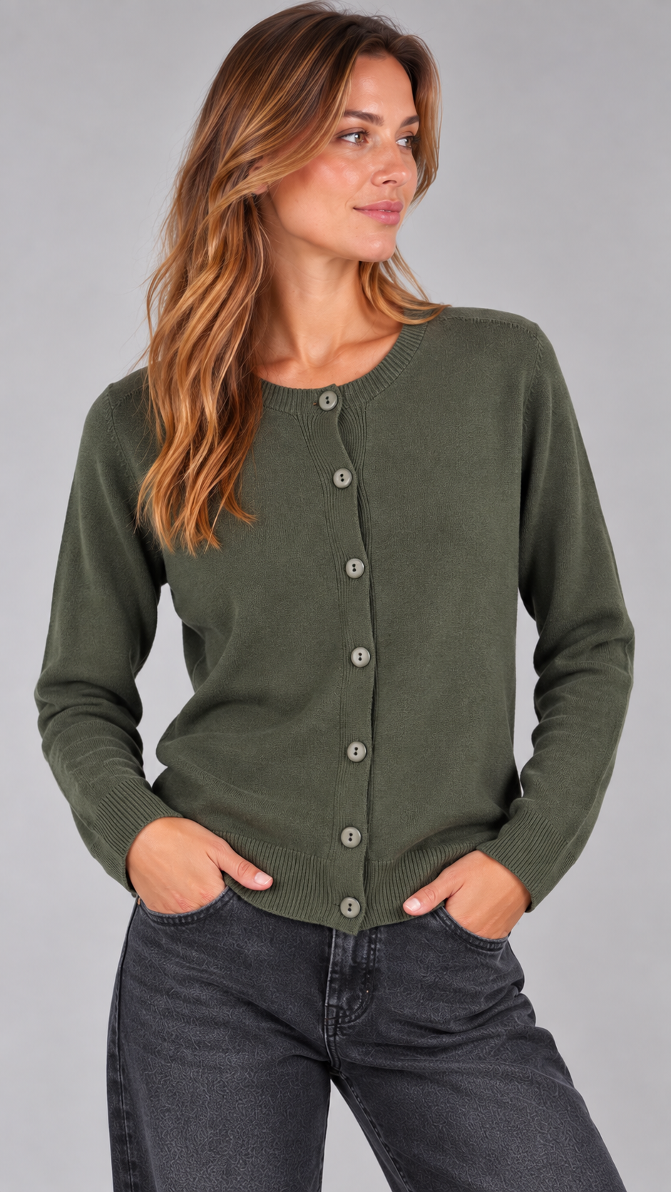 KONTATTO Cardigan Verde Oliva