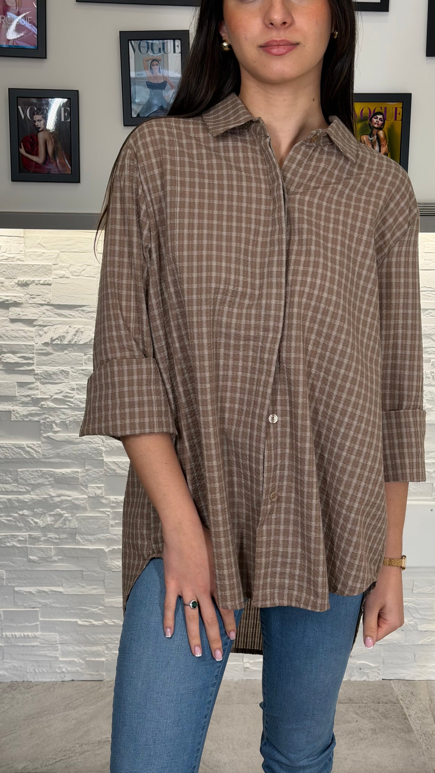 Thod Camicia Quadri Tabacco