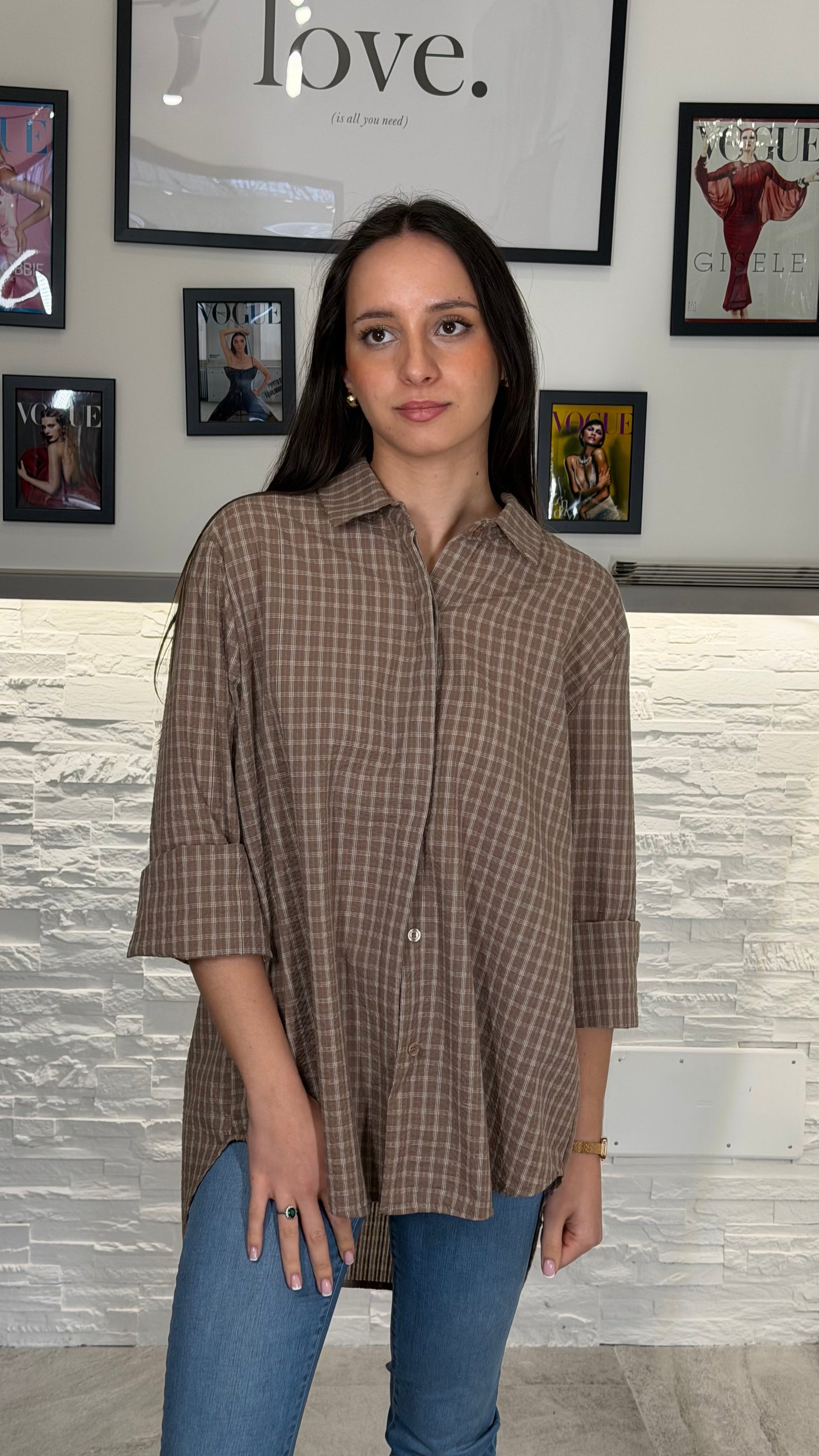 Thod Camicia Quadri Tabacco