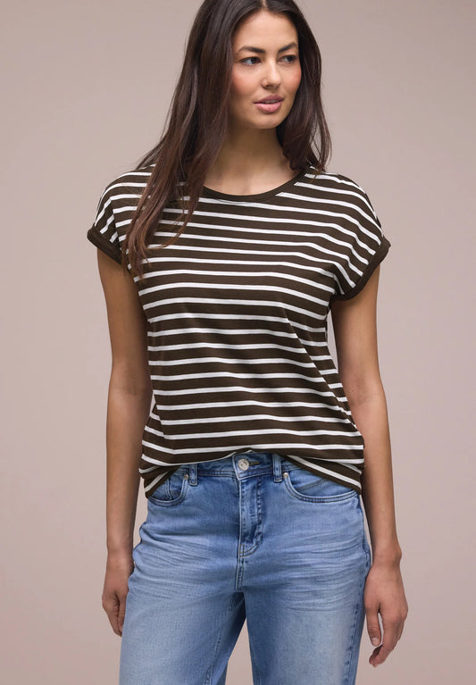 STREET ONE Tshirt Righe Marrone