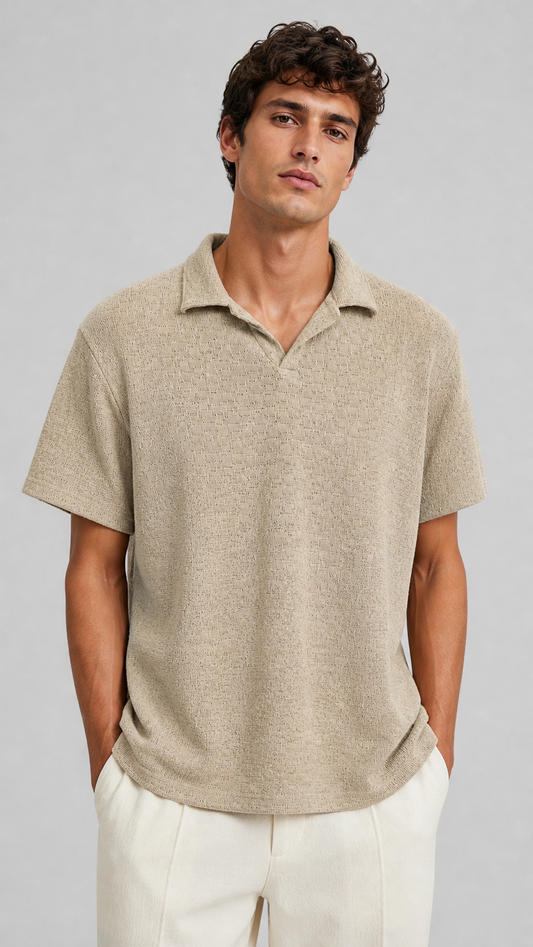 3.9 Tshirt Polo Beige in Maglia