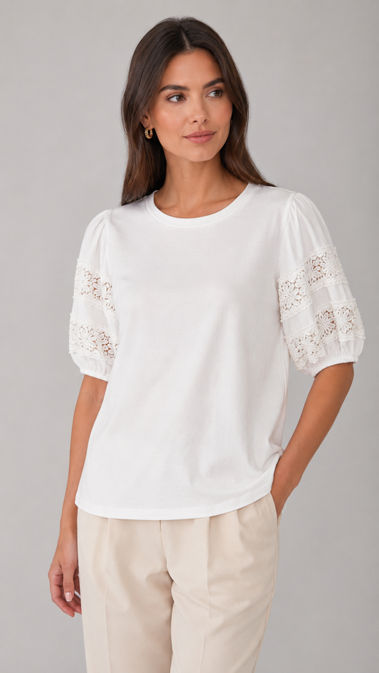 THODAMI Maglia Ricamo Bianca
