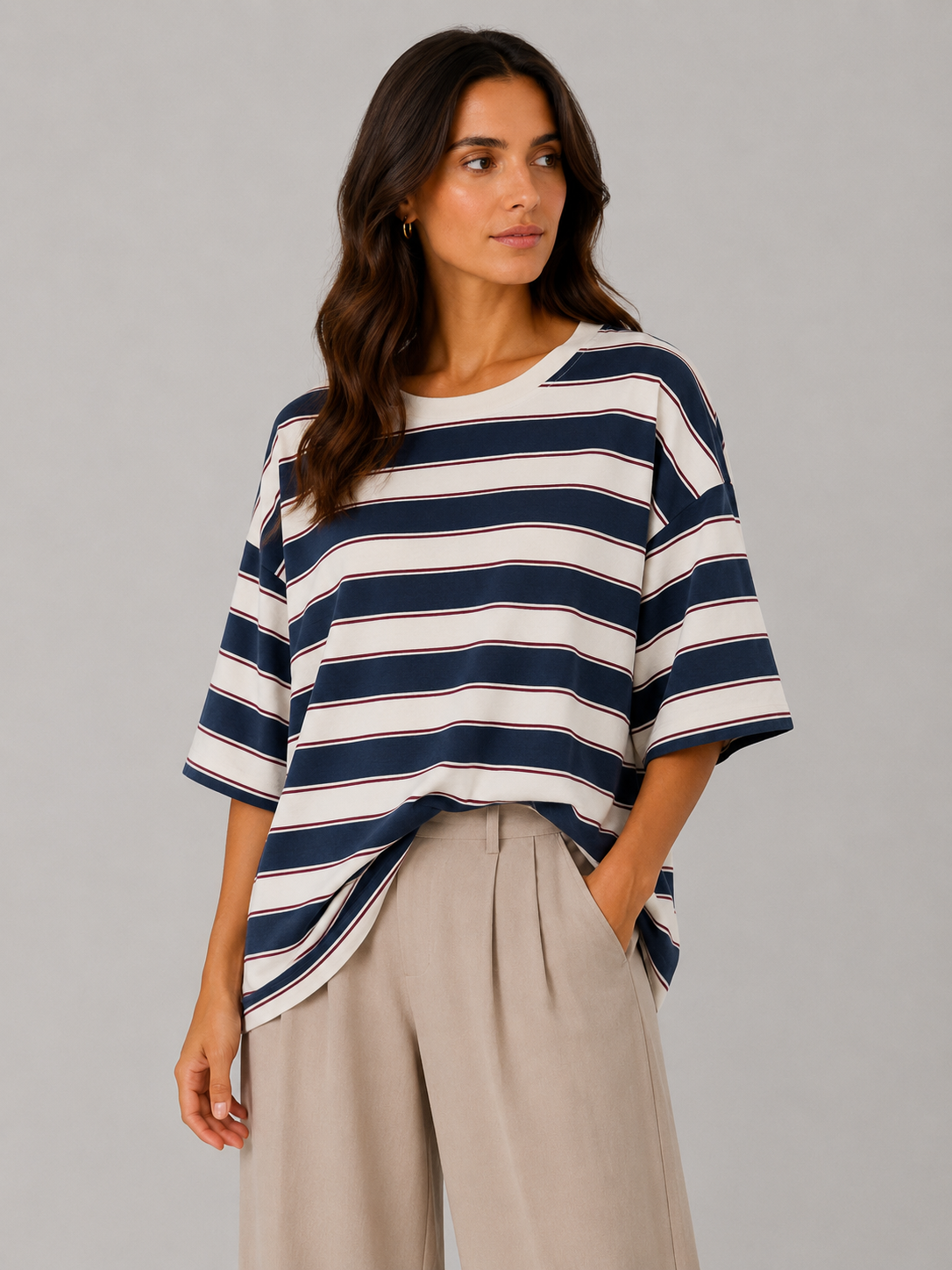 THODAMI Maglia Righe Blu