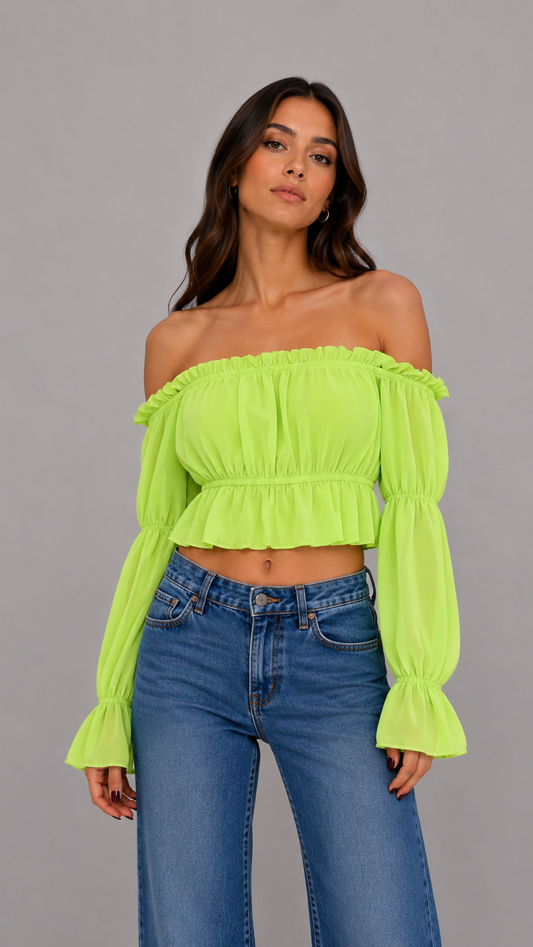 FINE SERIE XT STUDIO Crop Top Verde Fluo