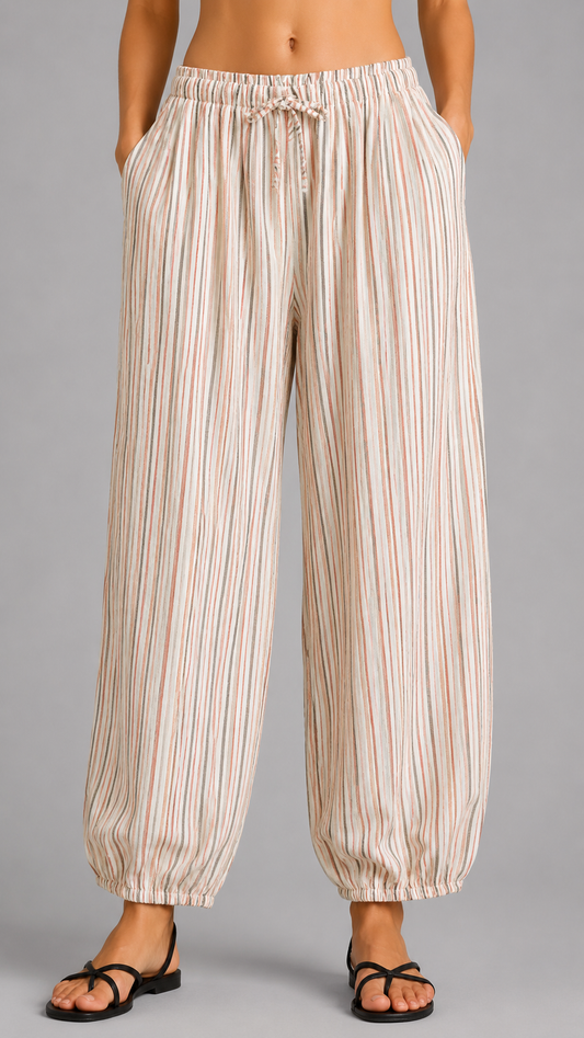 THODAMI Pantaloni Palloncino Righe Arancio