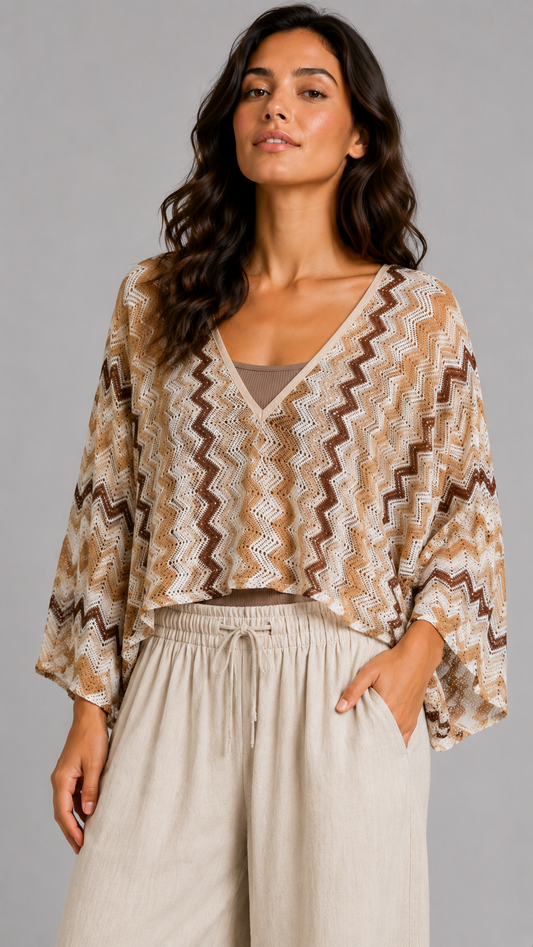 THODAMI Maglia Zig Zag Beige
