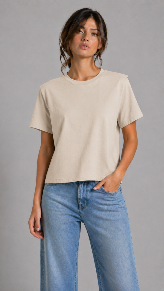 THODAMI Tshirt Spalline Imbottite Beige