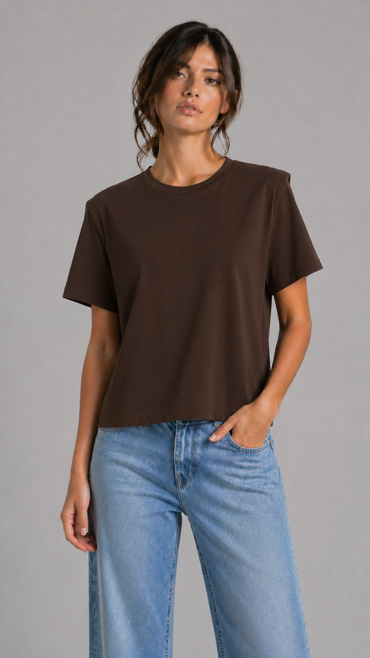 THODAMI Tshirt Spalline Imbottite Cioccolato