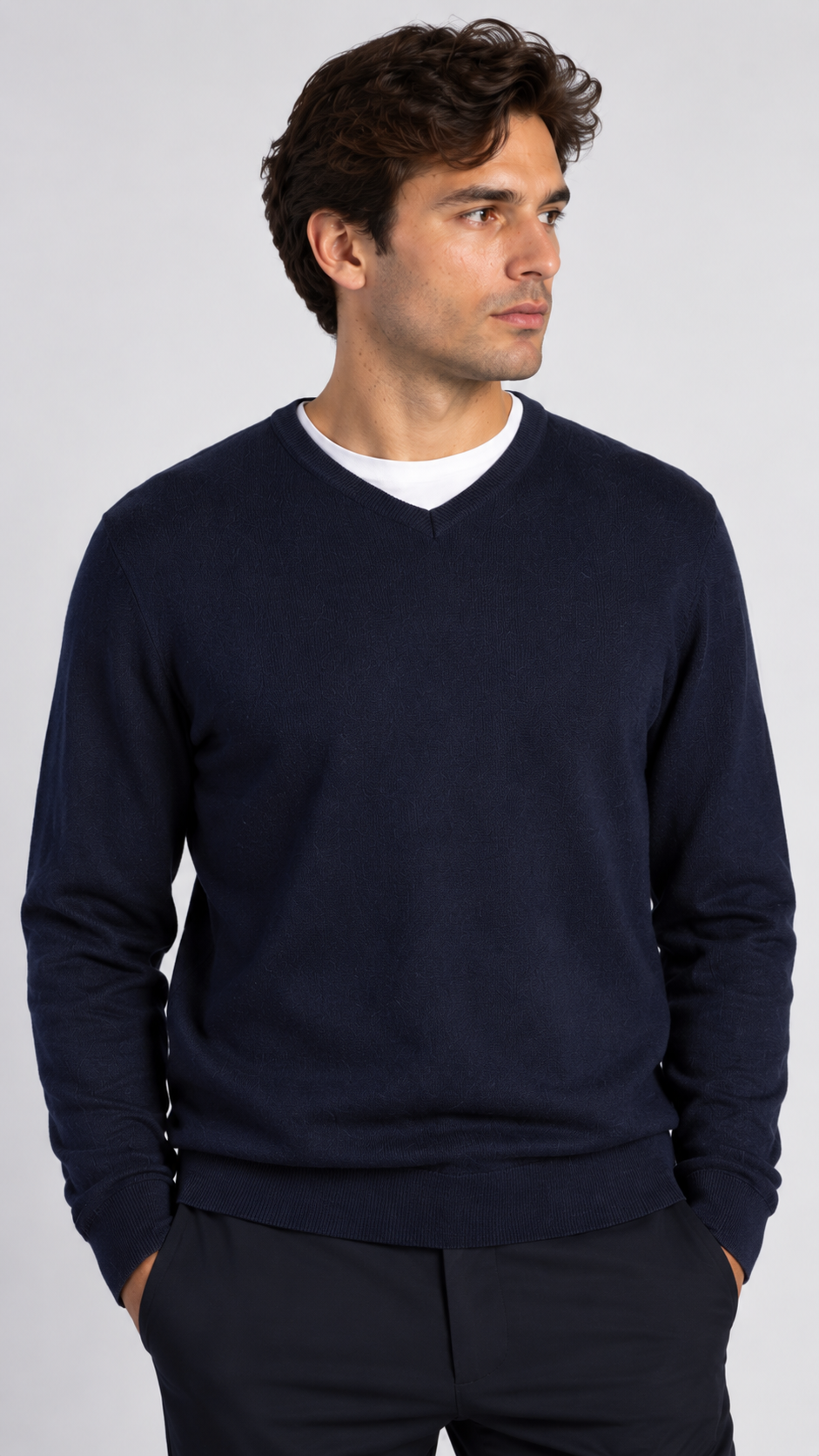 BOSTON Maglioncino Scollo V Blu Navy