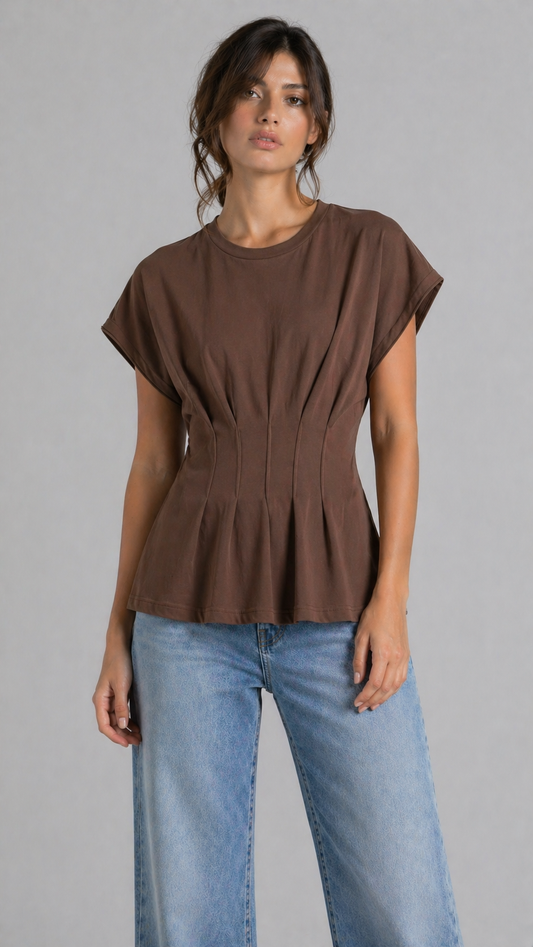 THODAMI Tshirt Avvitata Marrone