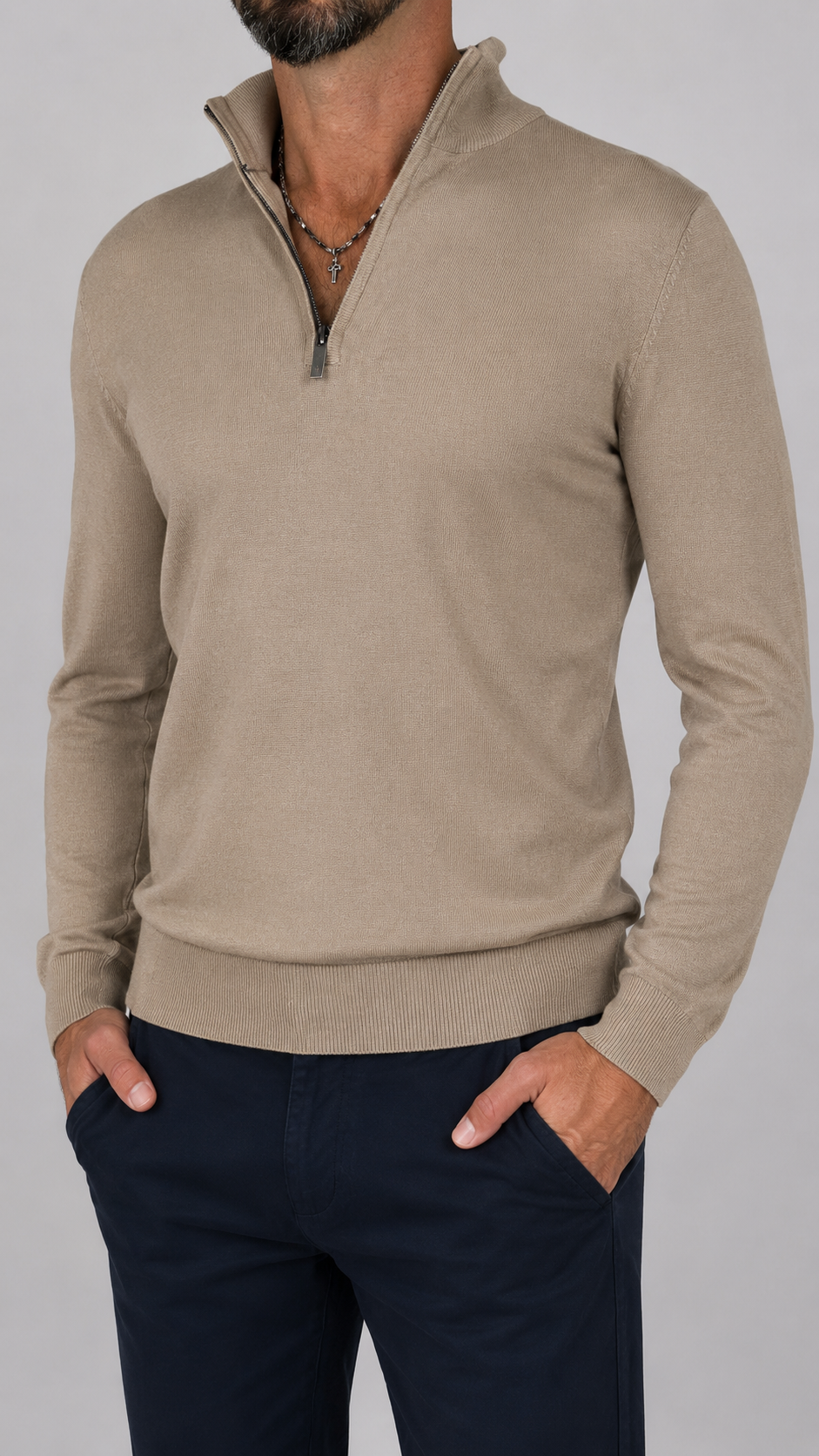Golfino con zip Beige