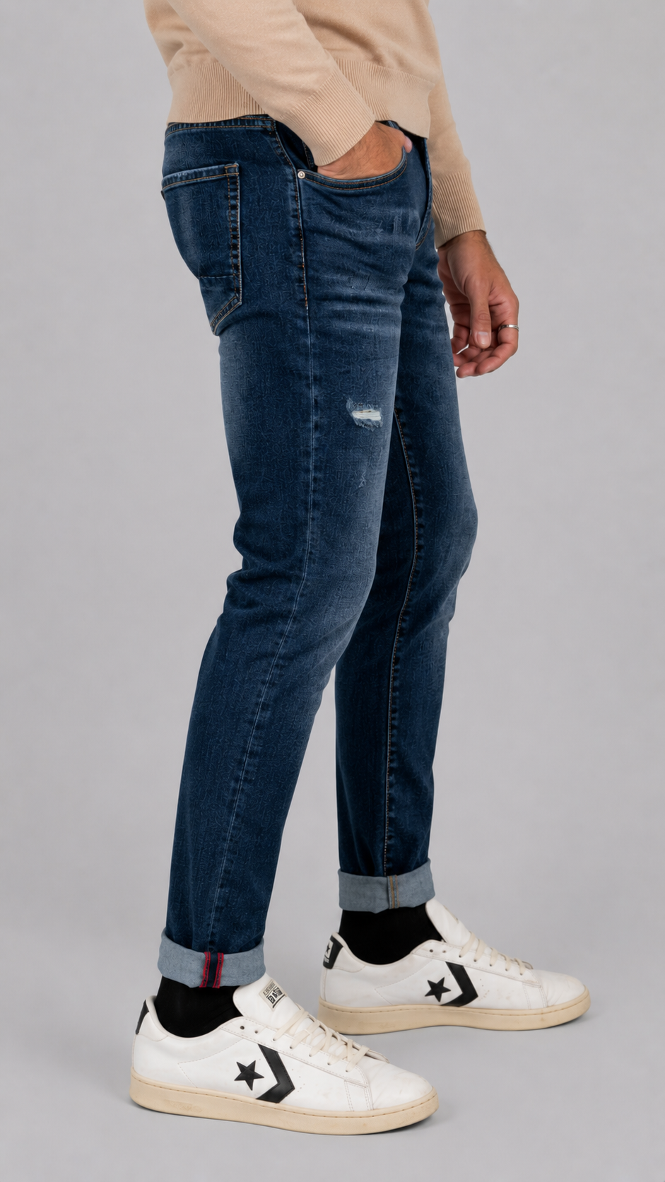Jeans Uomo Strappi L02