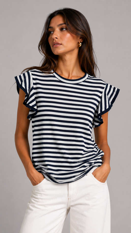 A.R. Maglia Volant Righe Blu