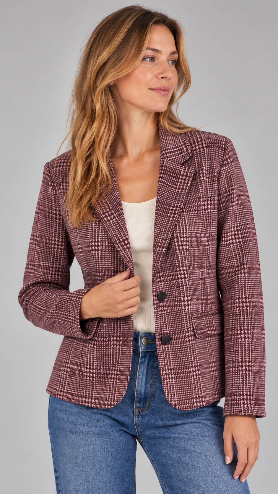 STREET ONE Blazer Check Rosa e Bordeaux