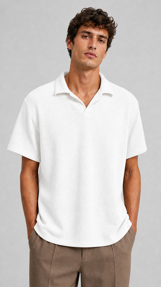 3.9 Tshirt Polo Bianca in Maglia