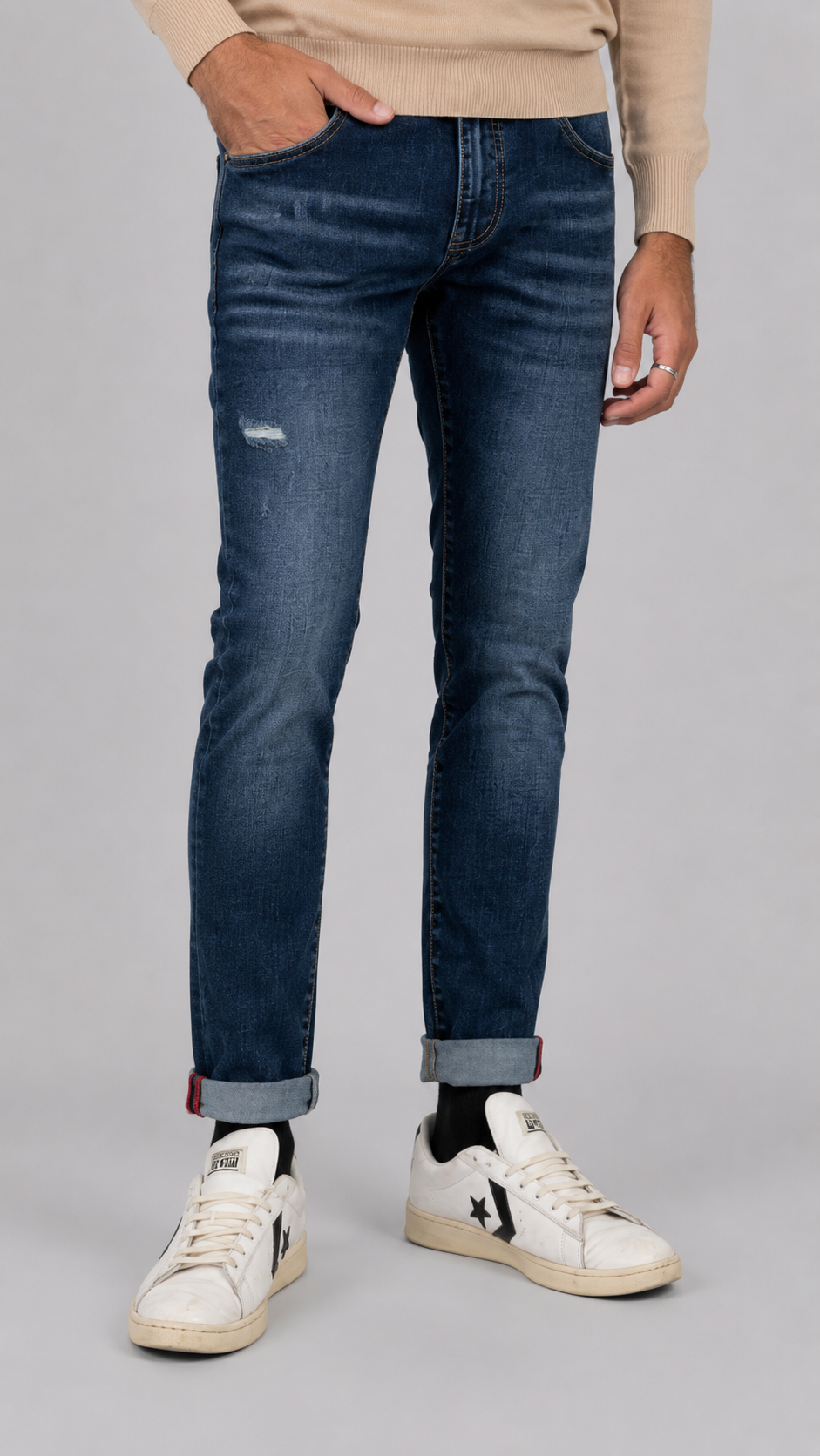 Jeans Uomo Strappi L02