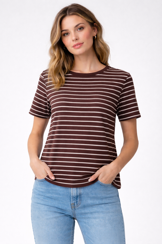 CECIL Tshirt Righe Marrone