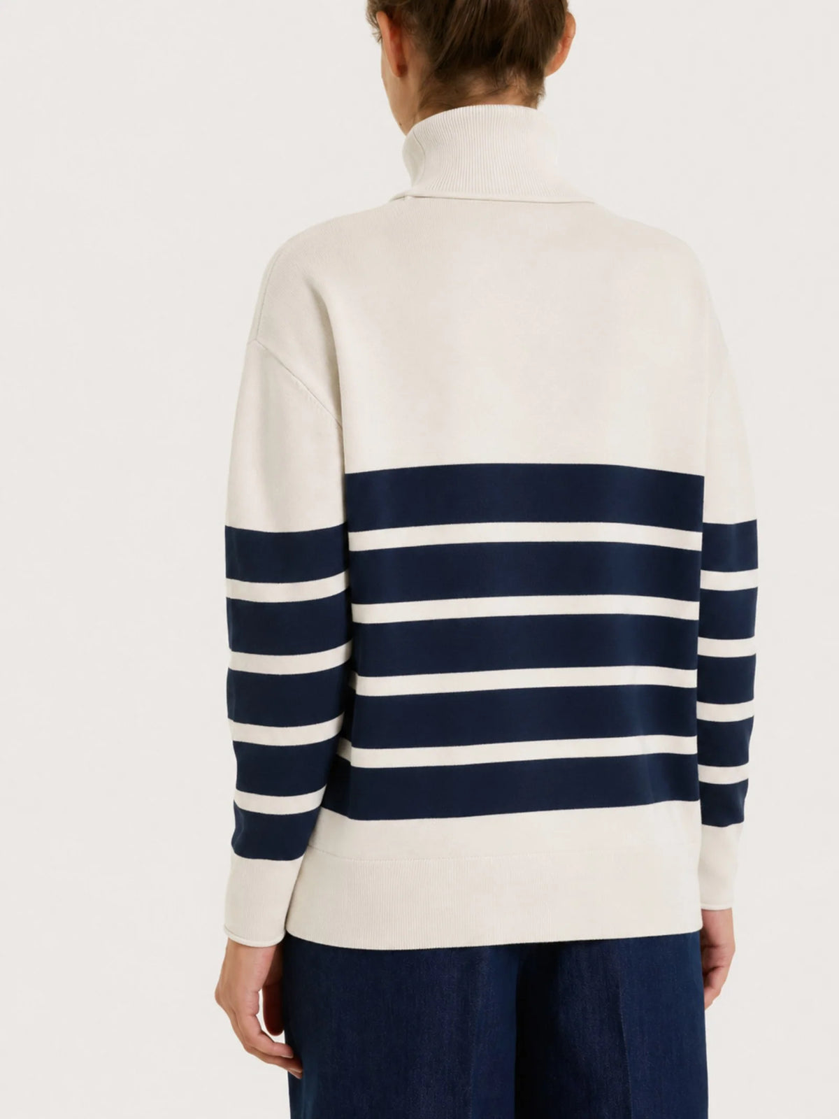 RAGNO Maglia Righe Collo Alto Avorio