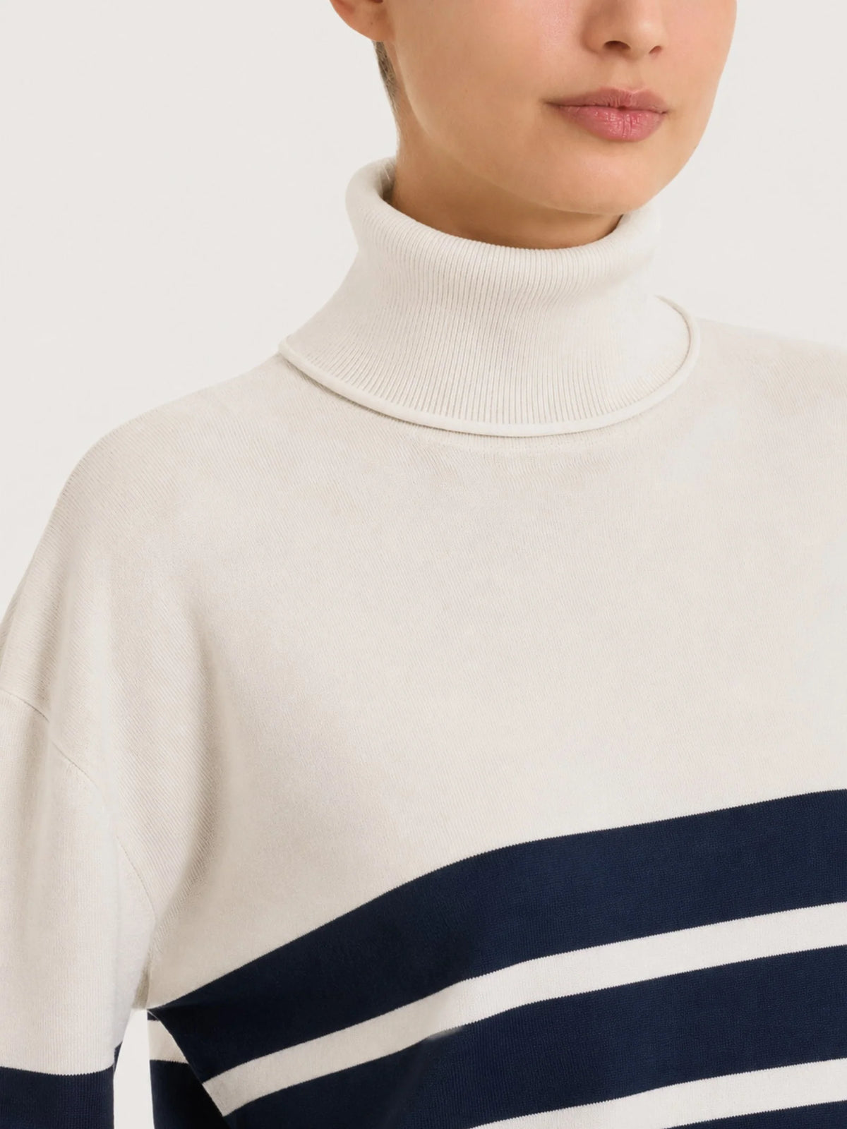 RAGNO Maglia Righe Collo Alto Avorio