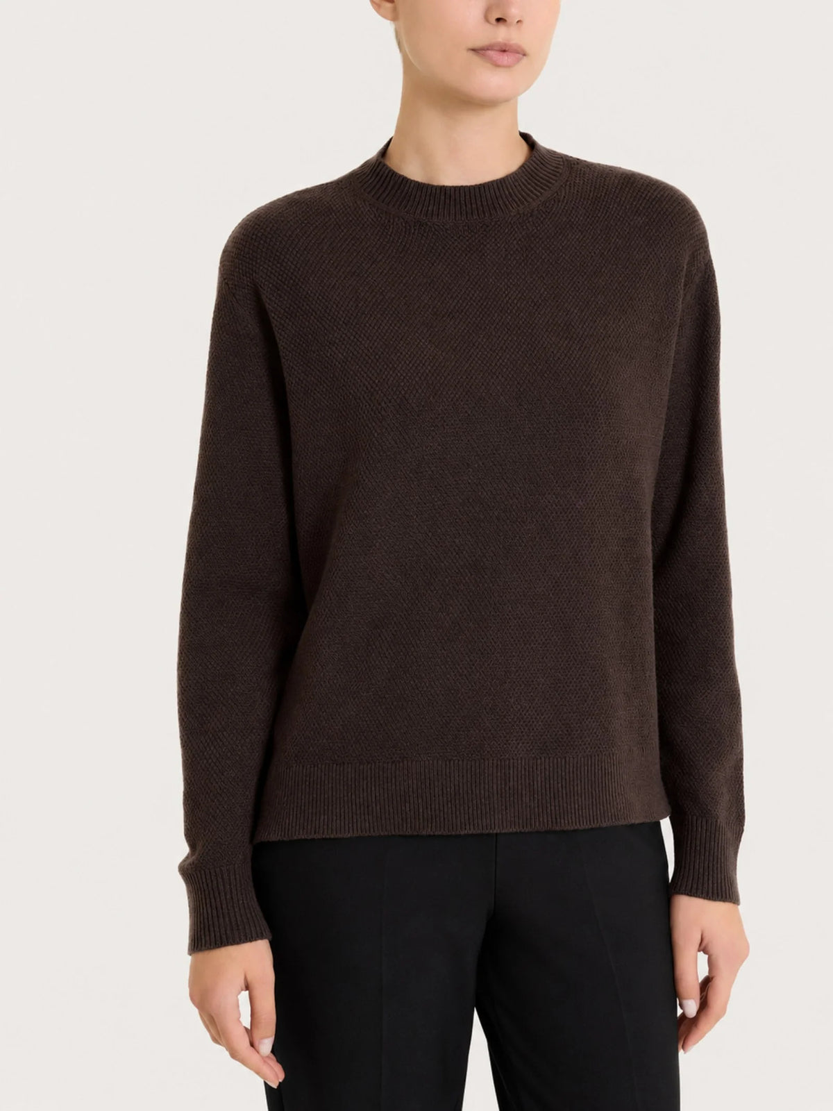 RAGNO Maglia Girocollo Punto Riso Cioccolato