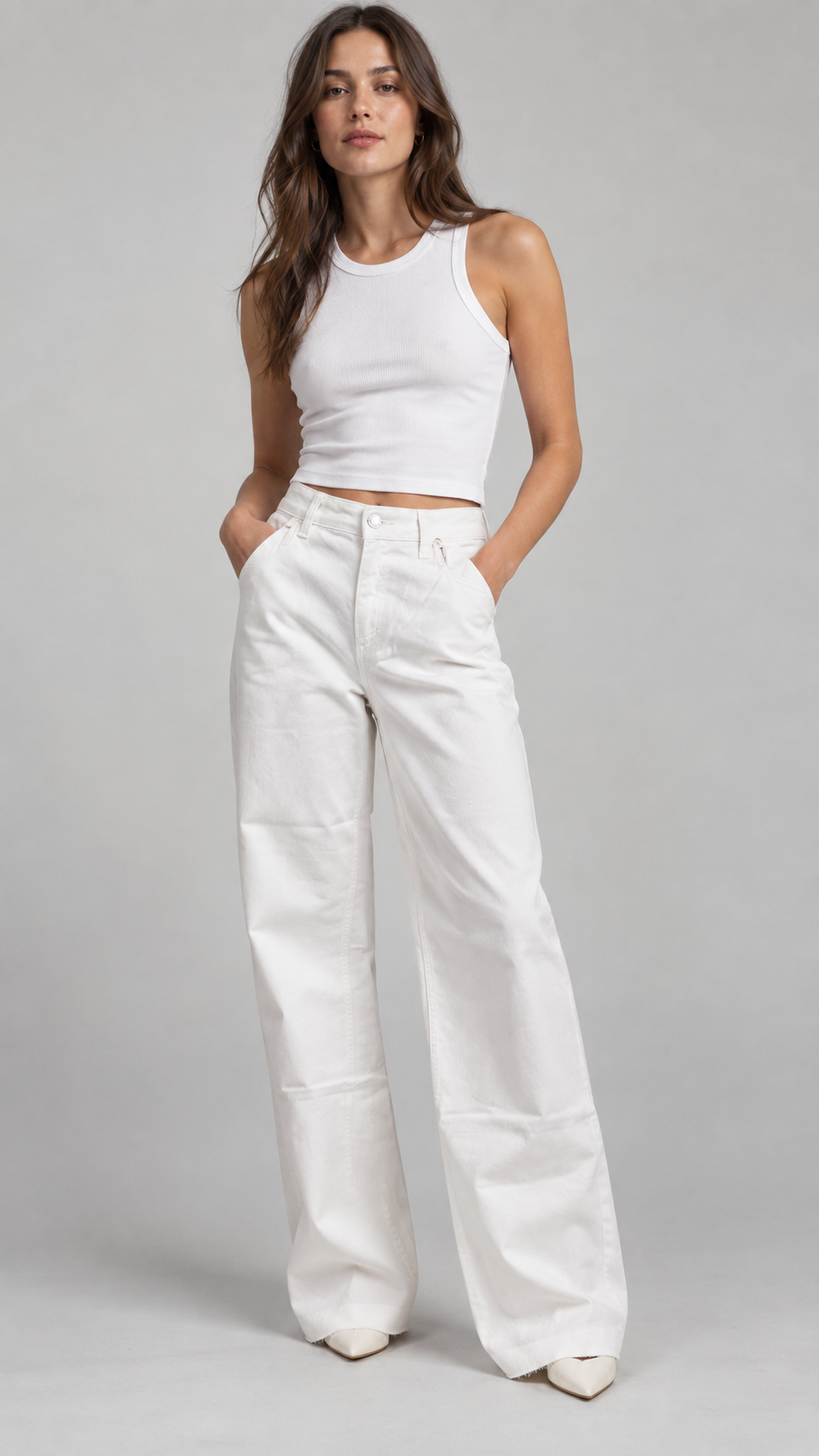Kontatto Denim Palazzo Adele White