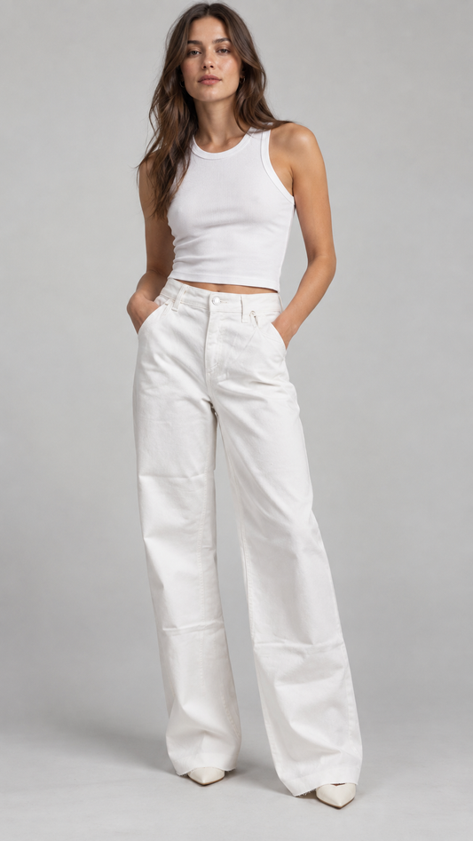 Kontatto Denim Palazzo Adele White
