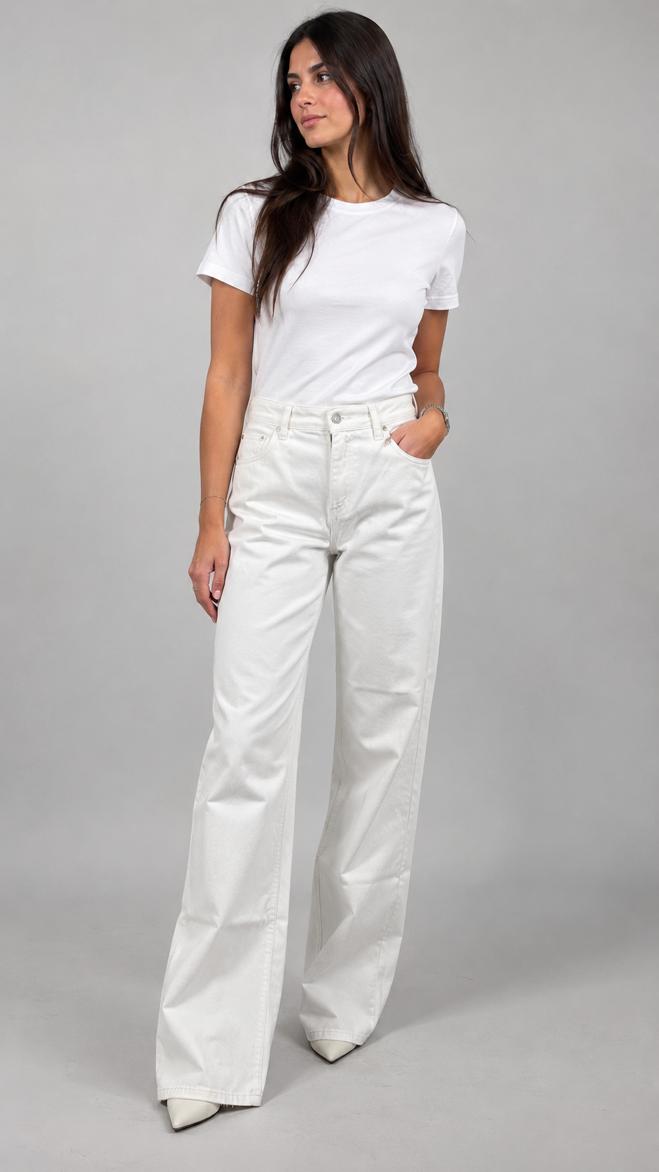 Kontatto Denim Palazzo Adele White