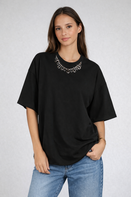 Kikisix T-shirt Garzata Over Nero