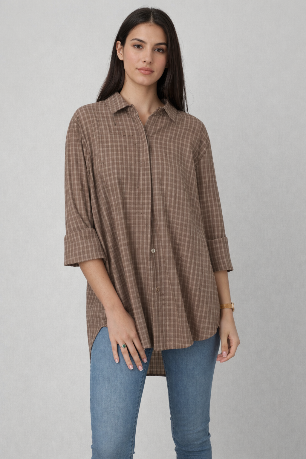 Thod Camicia Quadri Tabacco