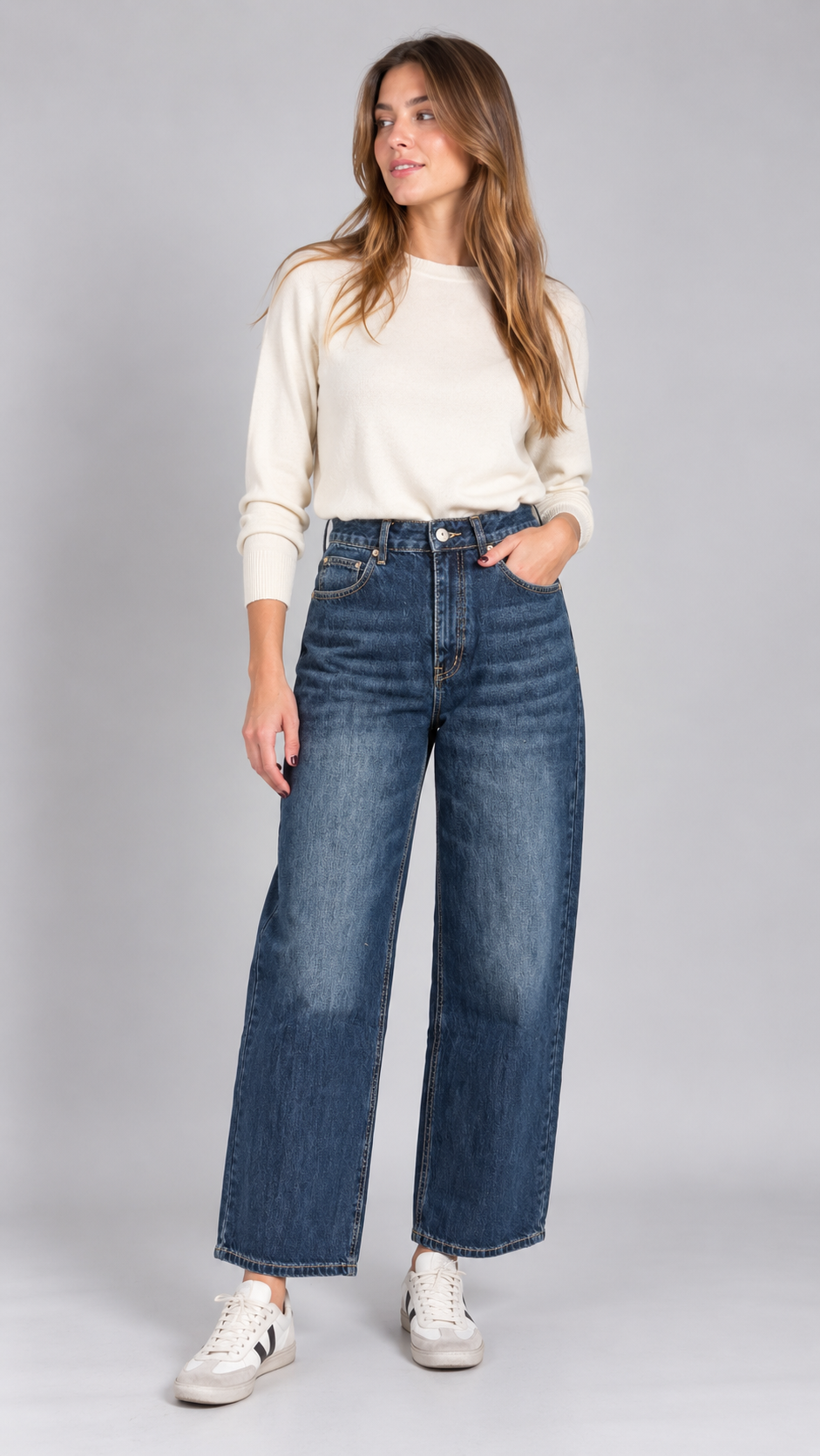 Jeans Wide Tartan Patch