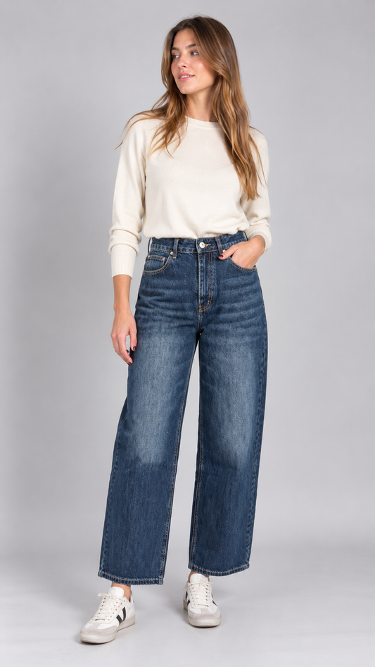 Jeans Wide Tartan Patch