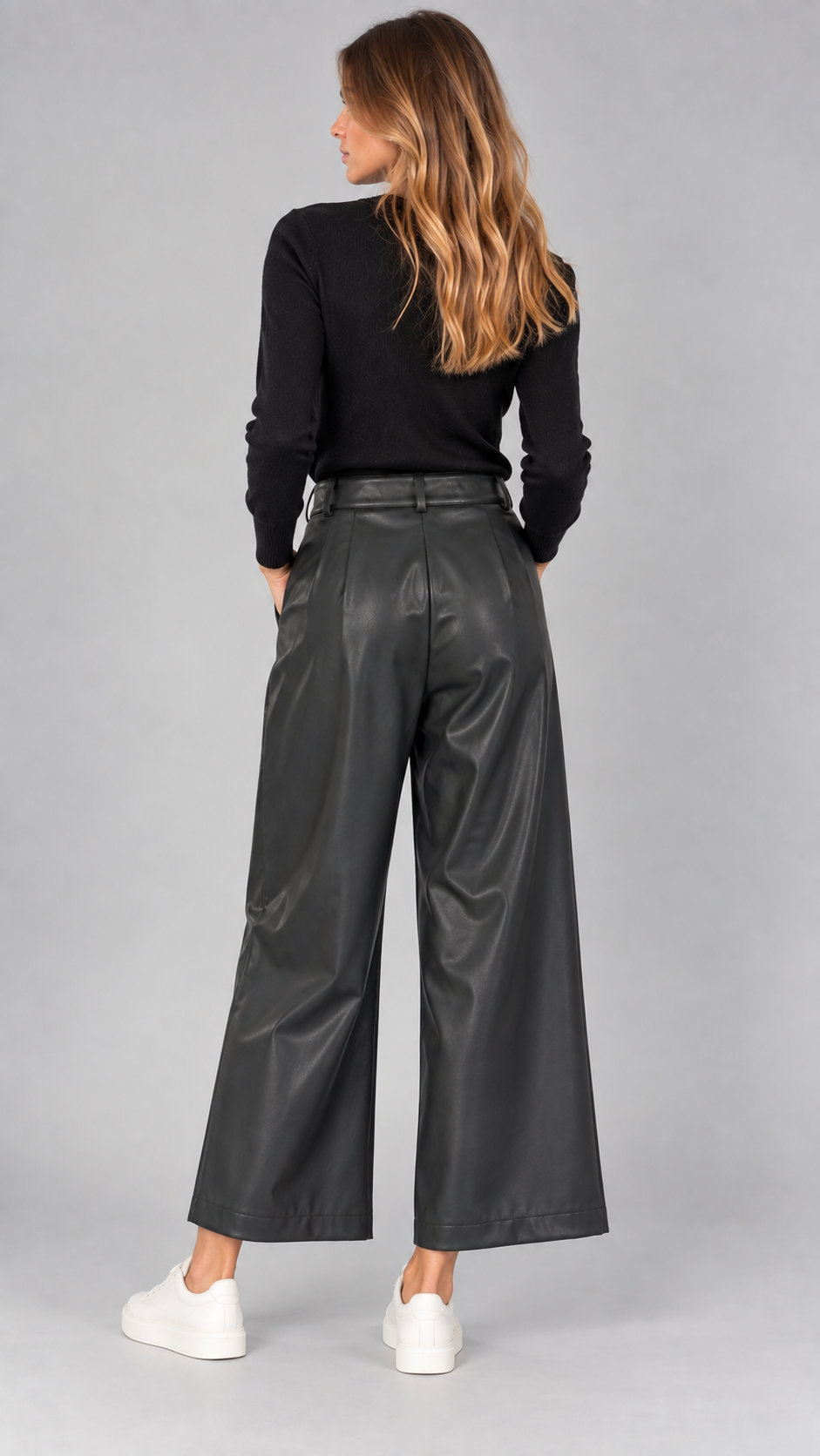 AR Pantalone Palazzo Crop Similpelle