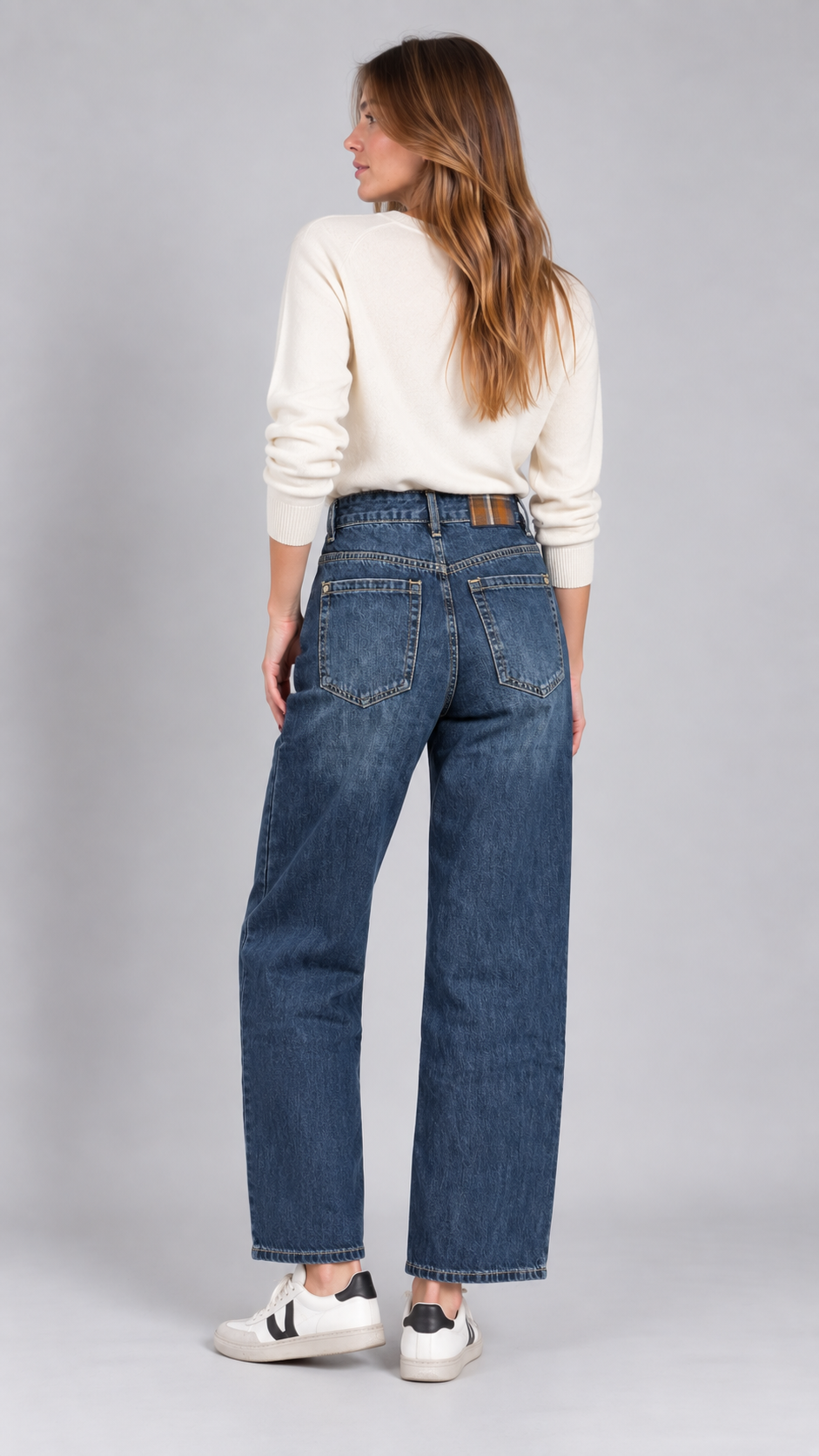 Jeans Wide Tartan Patch