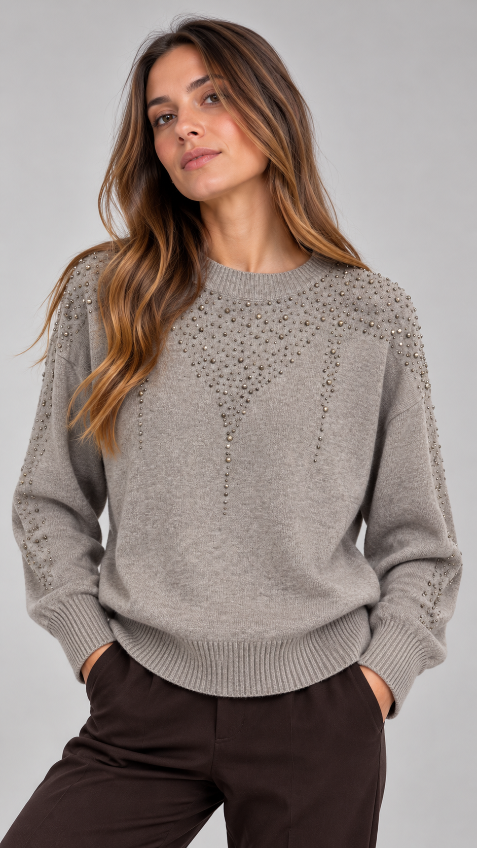 Maglioncino Strass Tortora