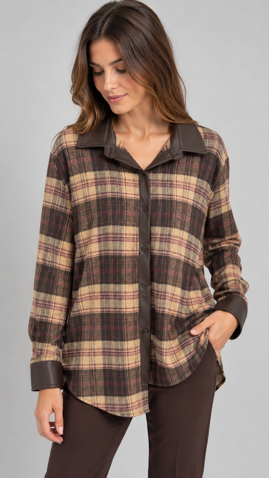 AR Camicia Quadri Cammello