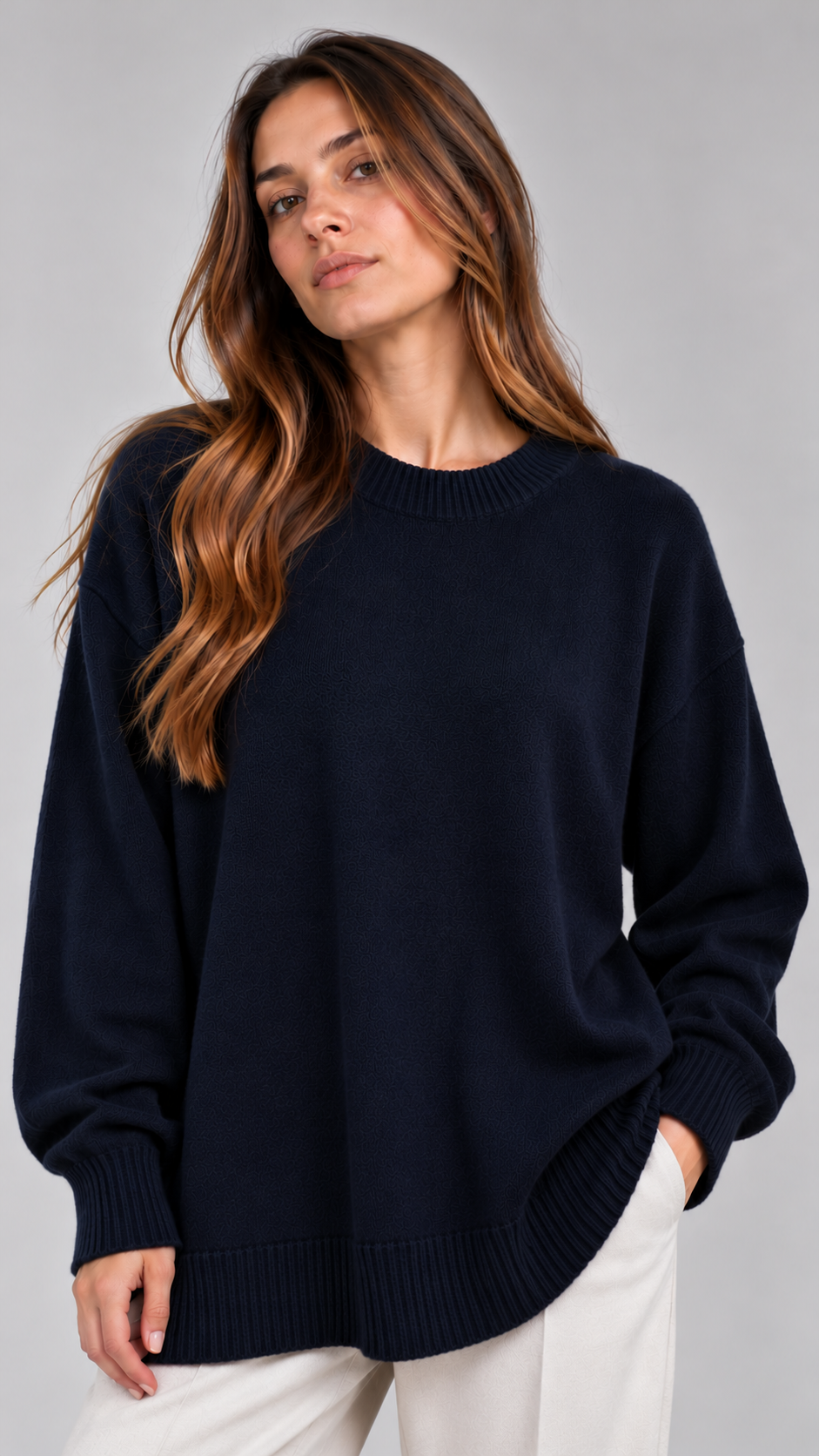 Maxi Maglia Girocollo Blu