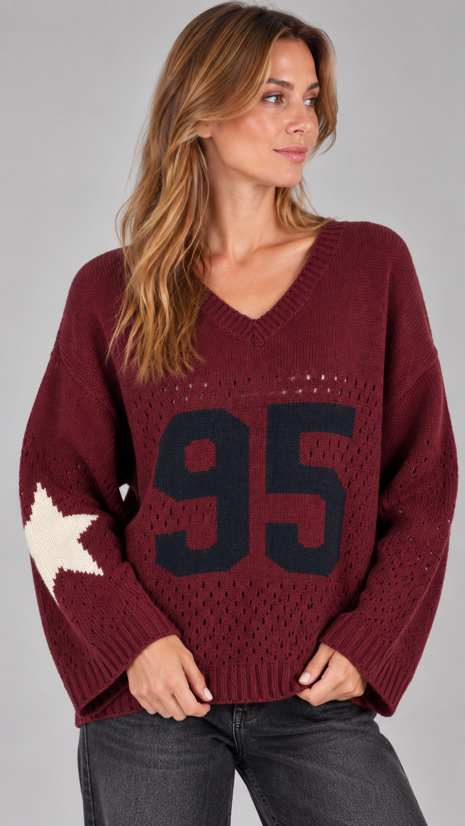 KONTATTO Maglia Traforata Burgundi