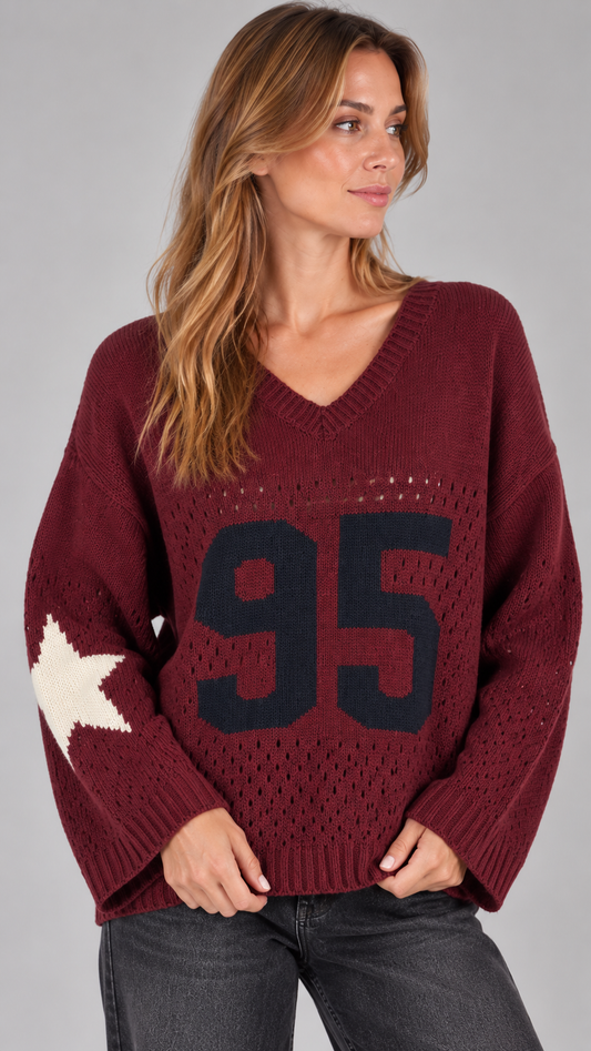 KONTATTO Maglia Traforata Burgundi